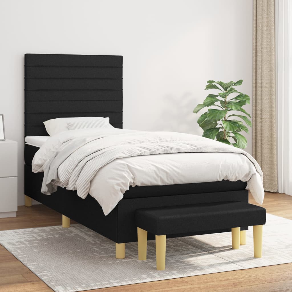 vidaXL Boxspring met matras stof donkerbruin 120x200 cm