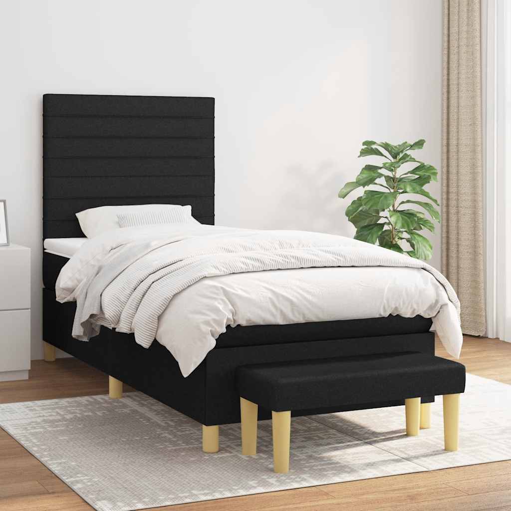 vidaXL Boxspring met matras stof donkerbruin 120x200 cm