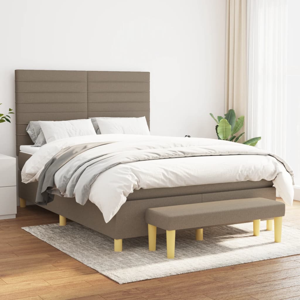 vidaXL Boxspring met matras stof donkerbruin 120x200 cm