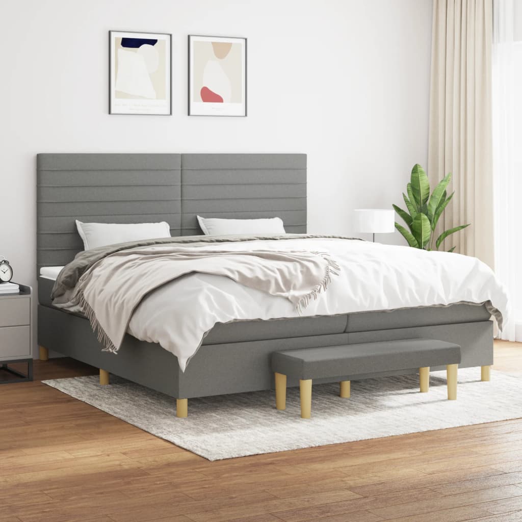 vidaXL Boxspring met matras stof donkerbruin 120x200 cm