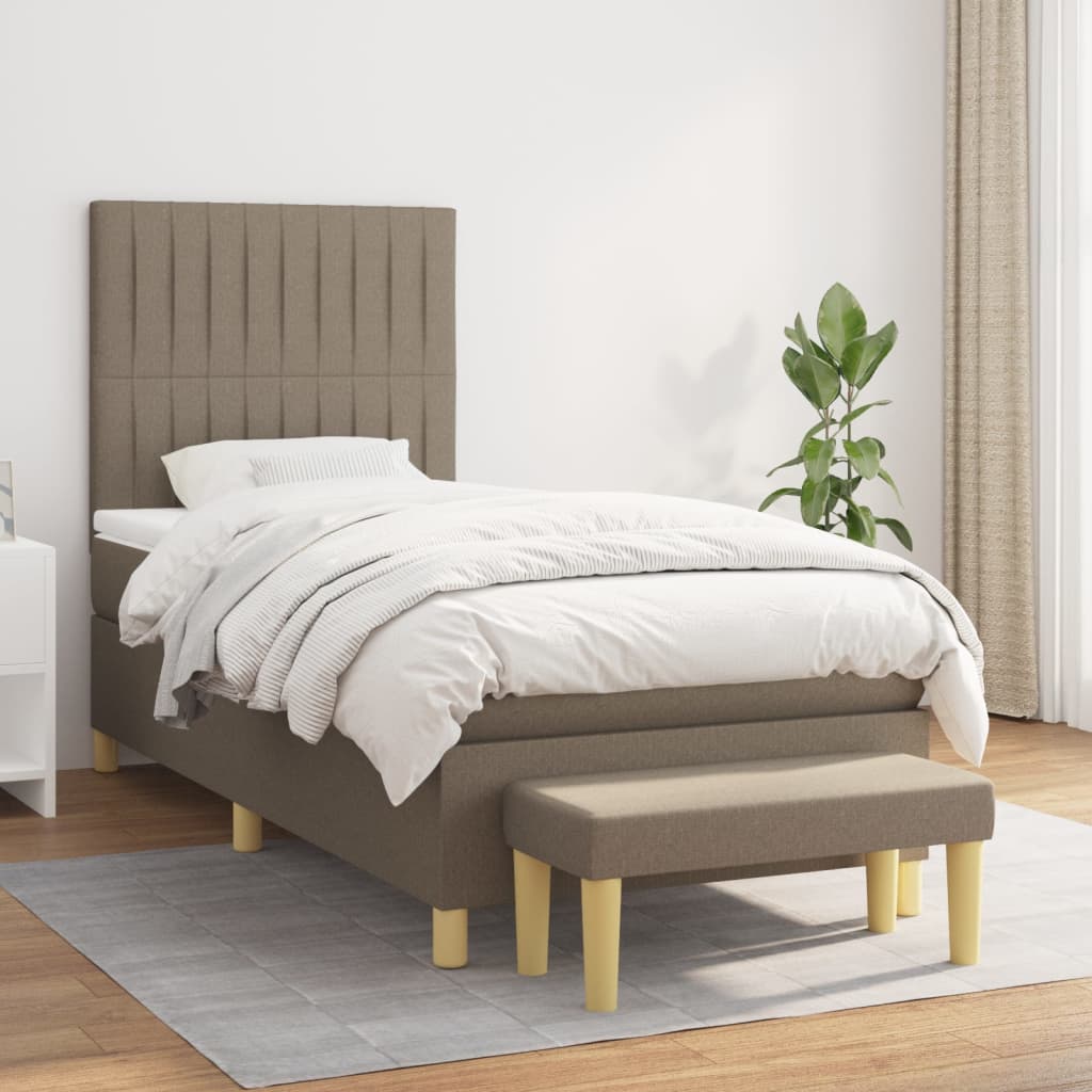 vidaXL Boxspring met matras stof donkerbruin 120x200 cm