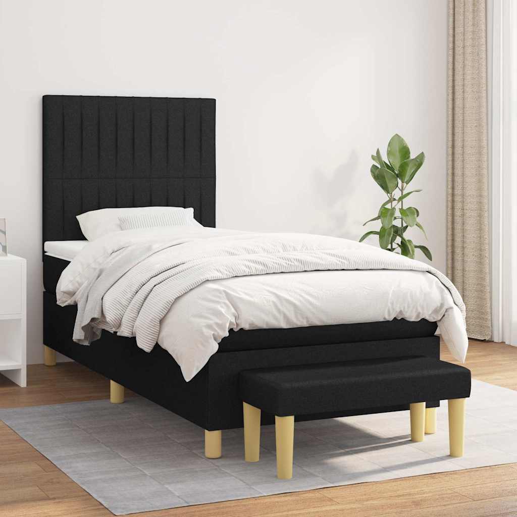 vidaXL Boxspring met matras stof donkerbruin 120x200 cm