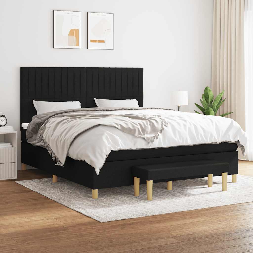 vidaXL Boxspring met matras stof donkerbruin 120x200 cm
