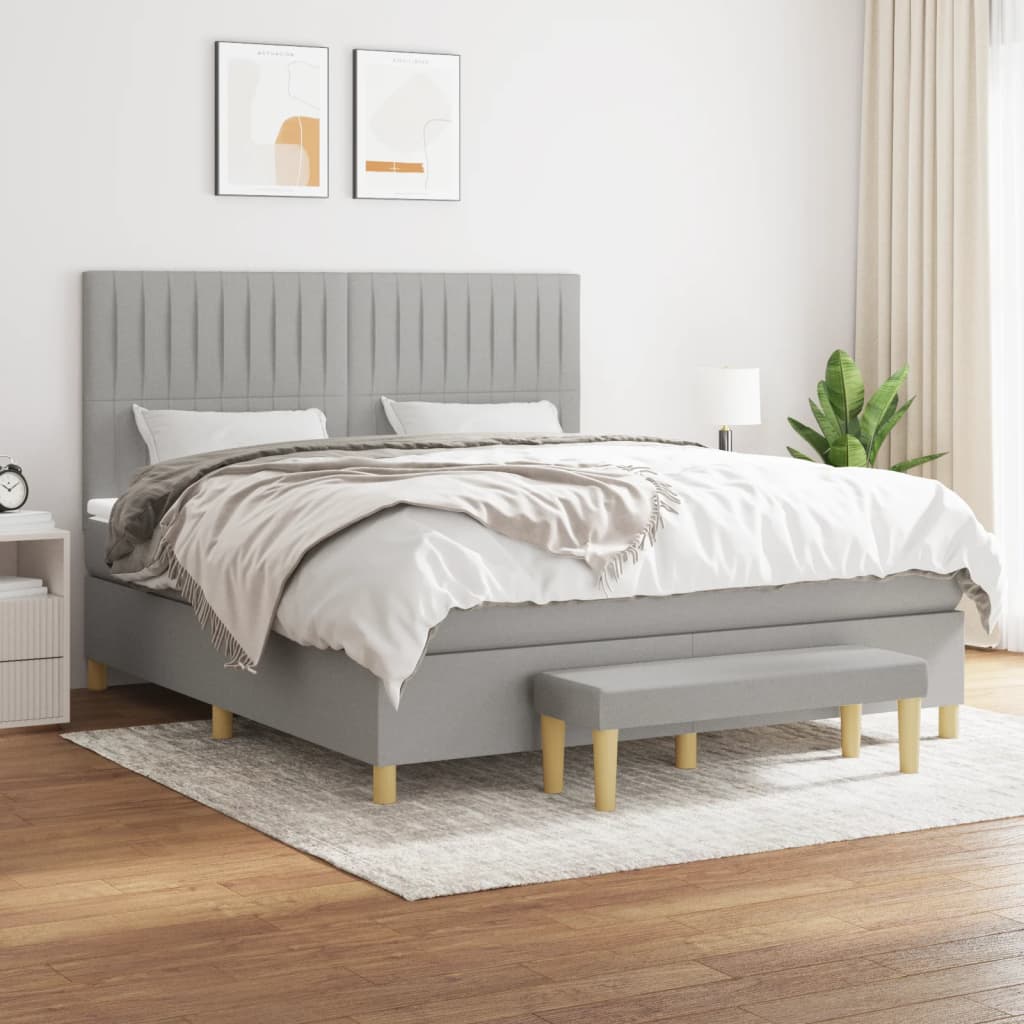 vidaXL Boxspring met matras stof donkerbruin 120x200 cm