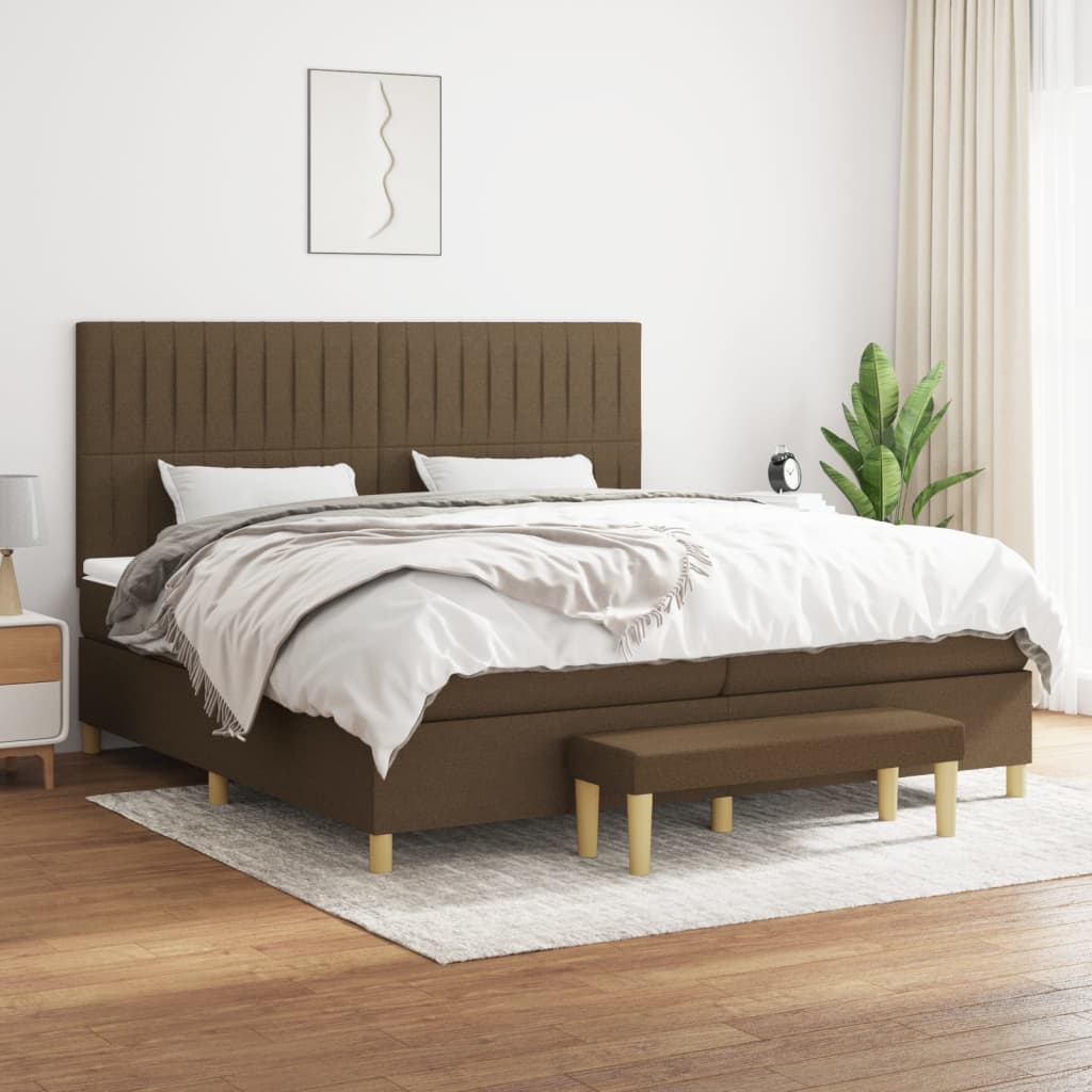 vidaXL Boxspring met matras stof donkerbruin 120x200 cm