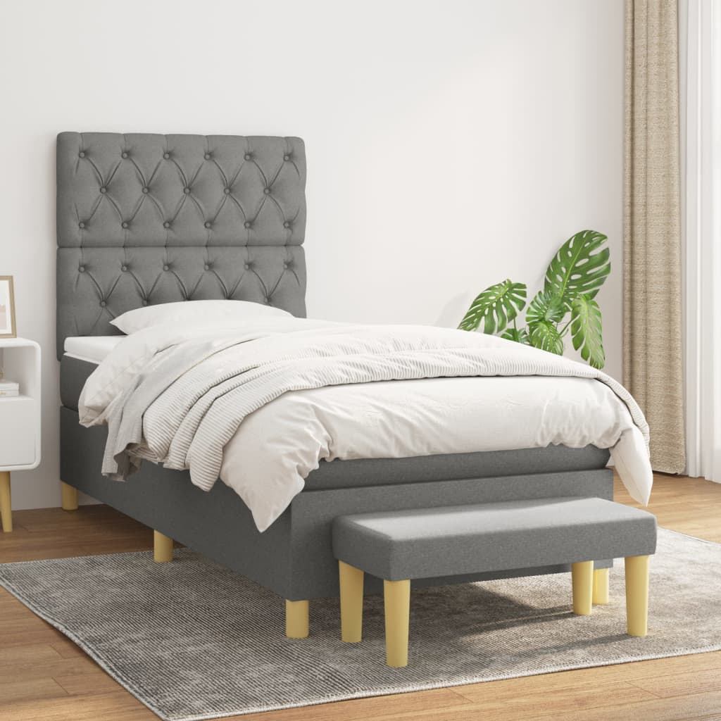 vidaXL Boxspring met matras stof donkerbruin 120x200 cm