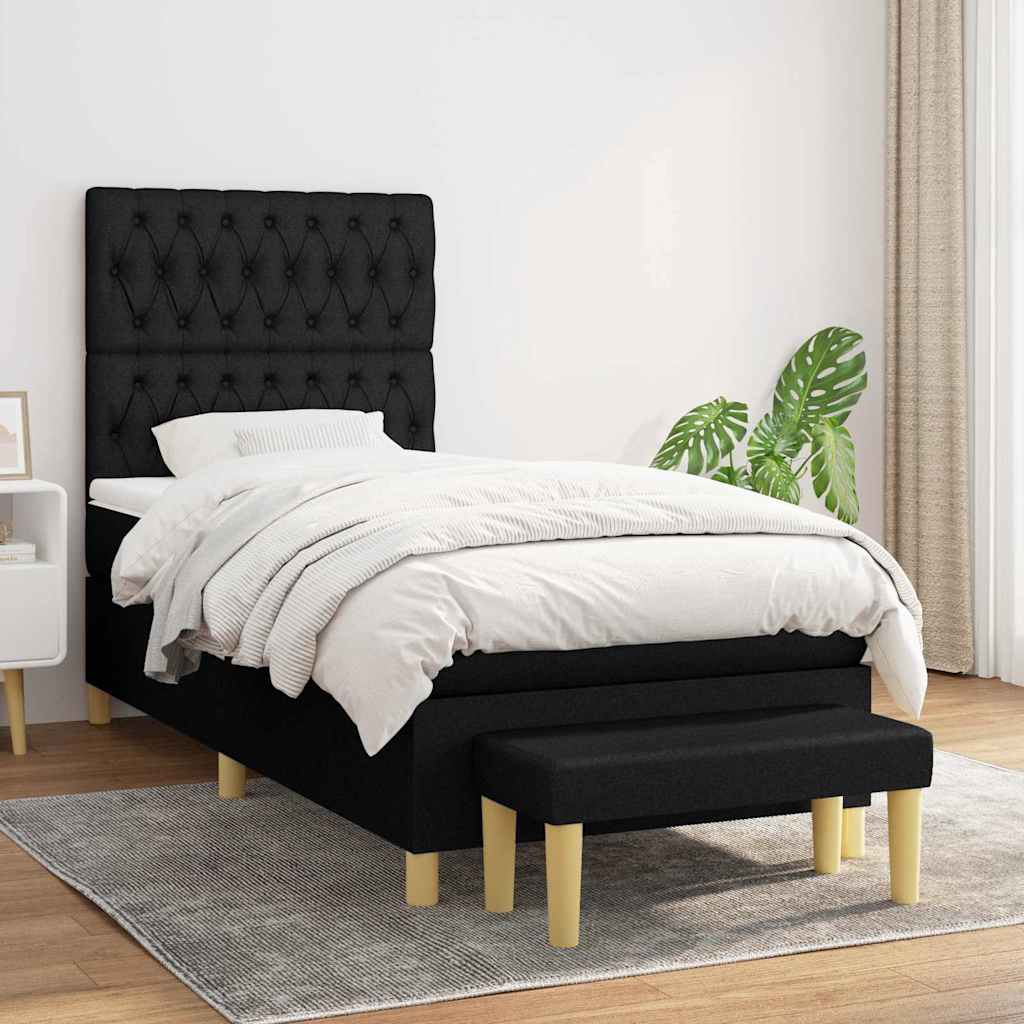 vidaXL Boxspring met matras stof donkerbruin 120x200 cm
