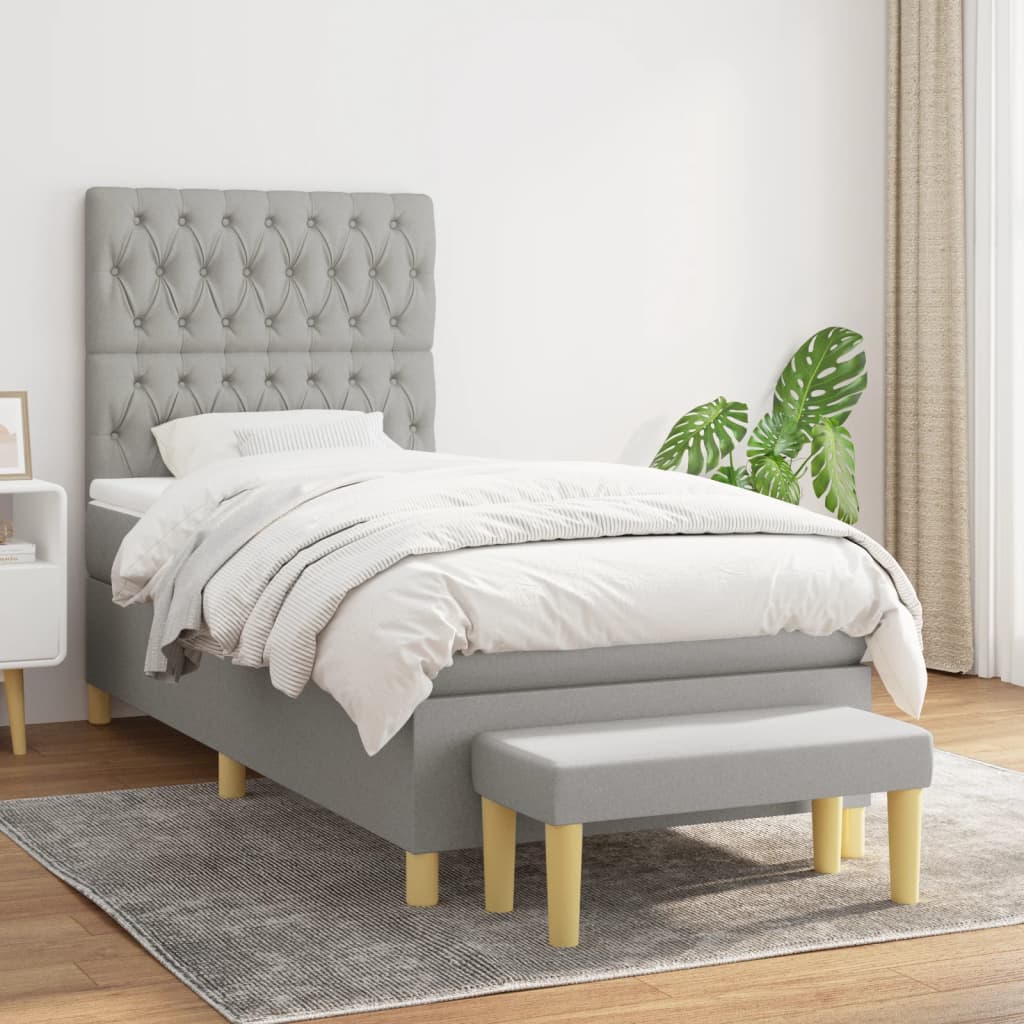 vidaXL Boxspring met matras stof donkerbruin 120x200 cm