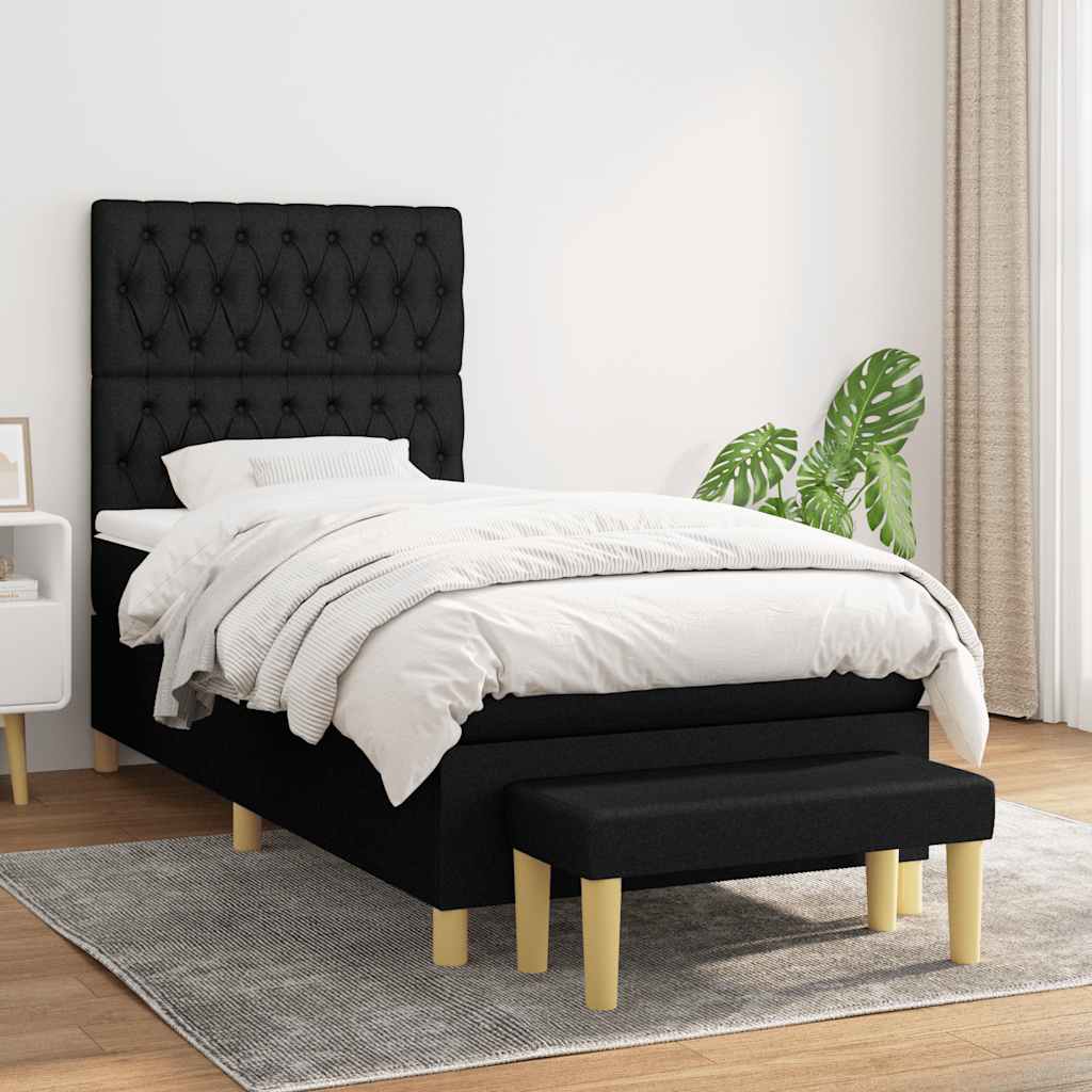 vidaXL Boxspring met matras stof donkerbruin 120x200 cm