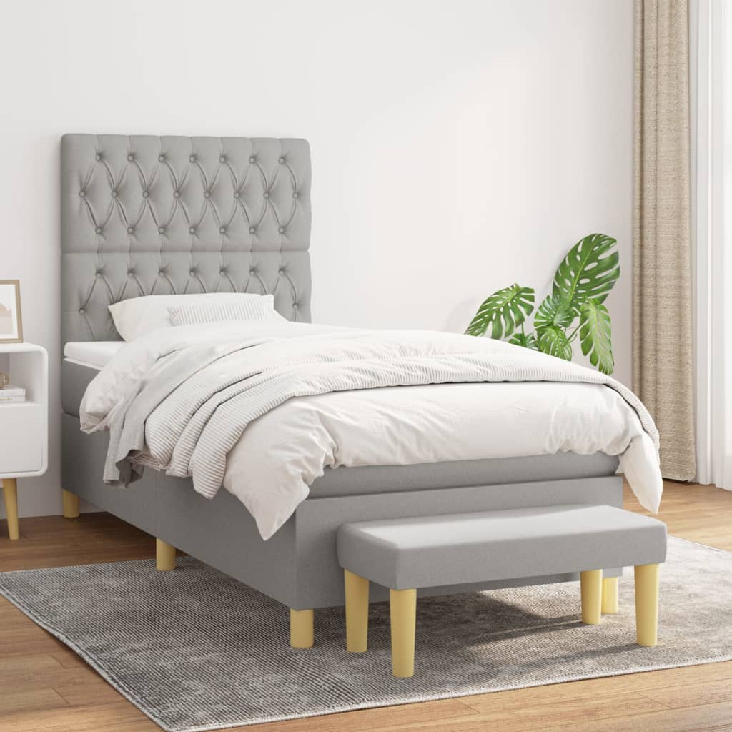vidaXL Boxspring met matras stof donkerbruin 120x200 cm