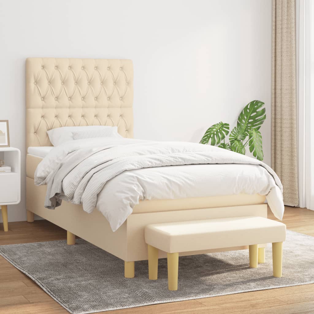 vidaXL Boxspring met matras stof donkerbruin 120x200 cm