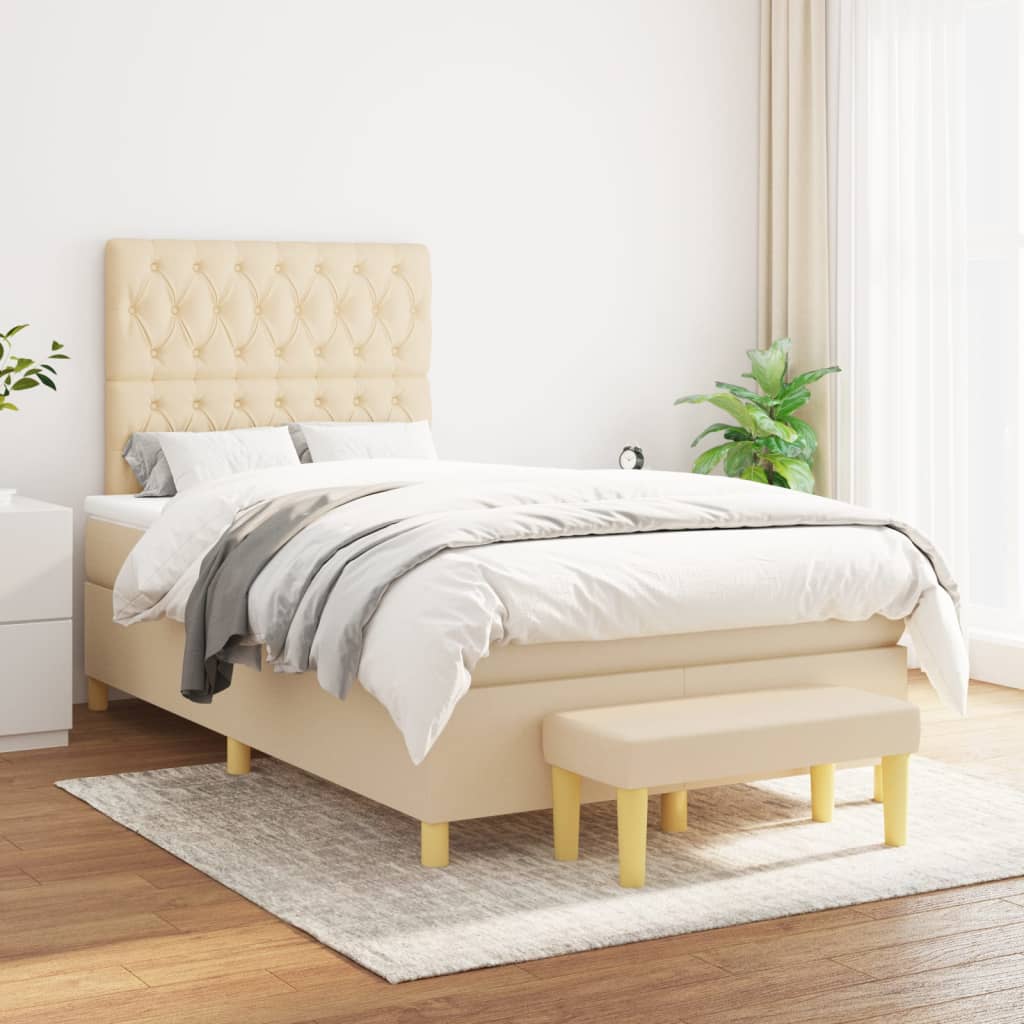 vidaXL Boxspring met matras stof donkerbruin 120x200 cm