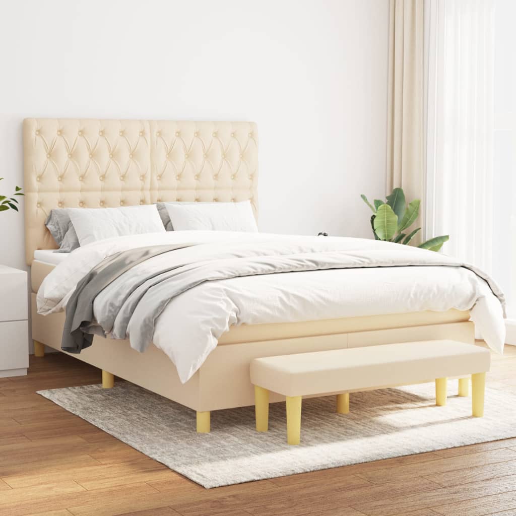 vidaXL Boxspring met matras stof donkerbruin 120x200 cm