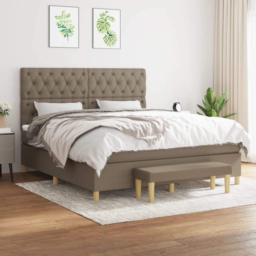 vidaXL Boxspring met matras stof donkerbruin 120x200 cm