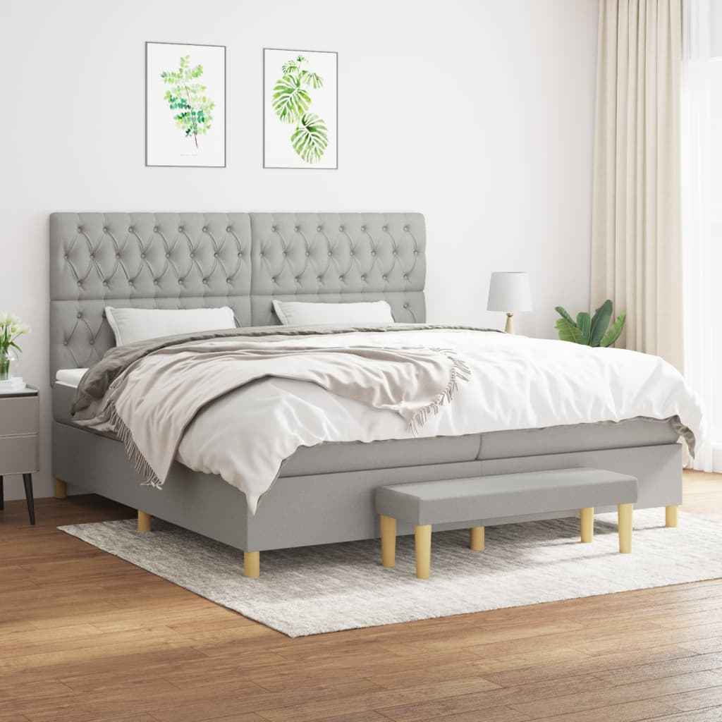 vidaXL Boxspring met matras stof donkerbruin 120x200 cm