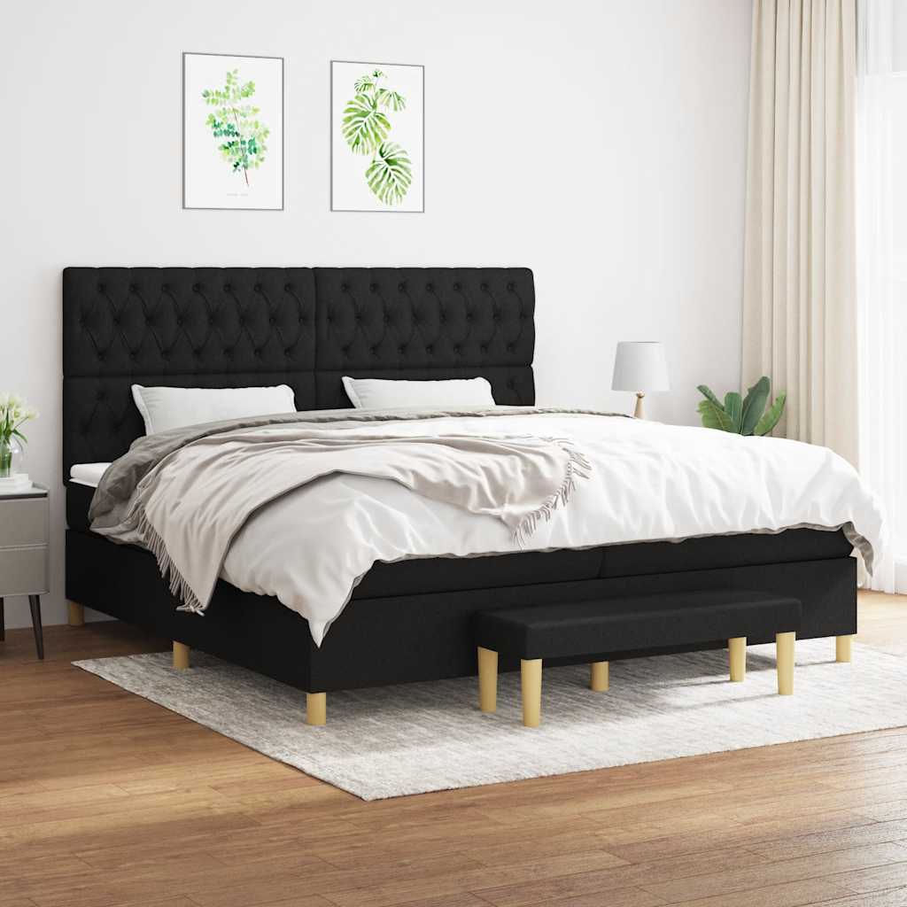 vidaXL Boxspring met matras stof donkerbruin 120x200 cm