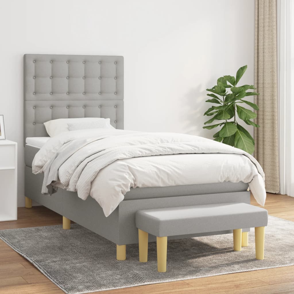 vidaXL Boxspring met matras stof donkerbruin 120x200 cm