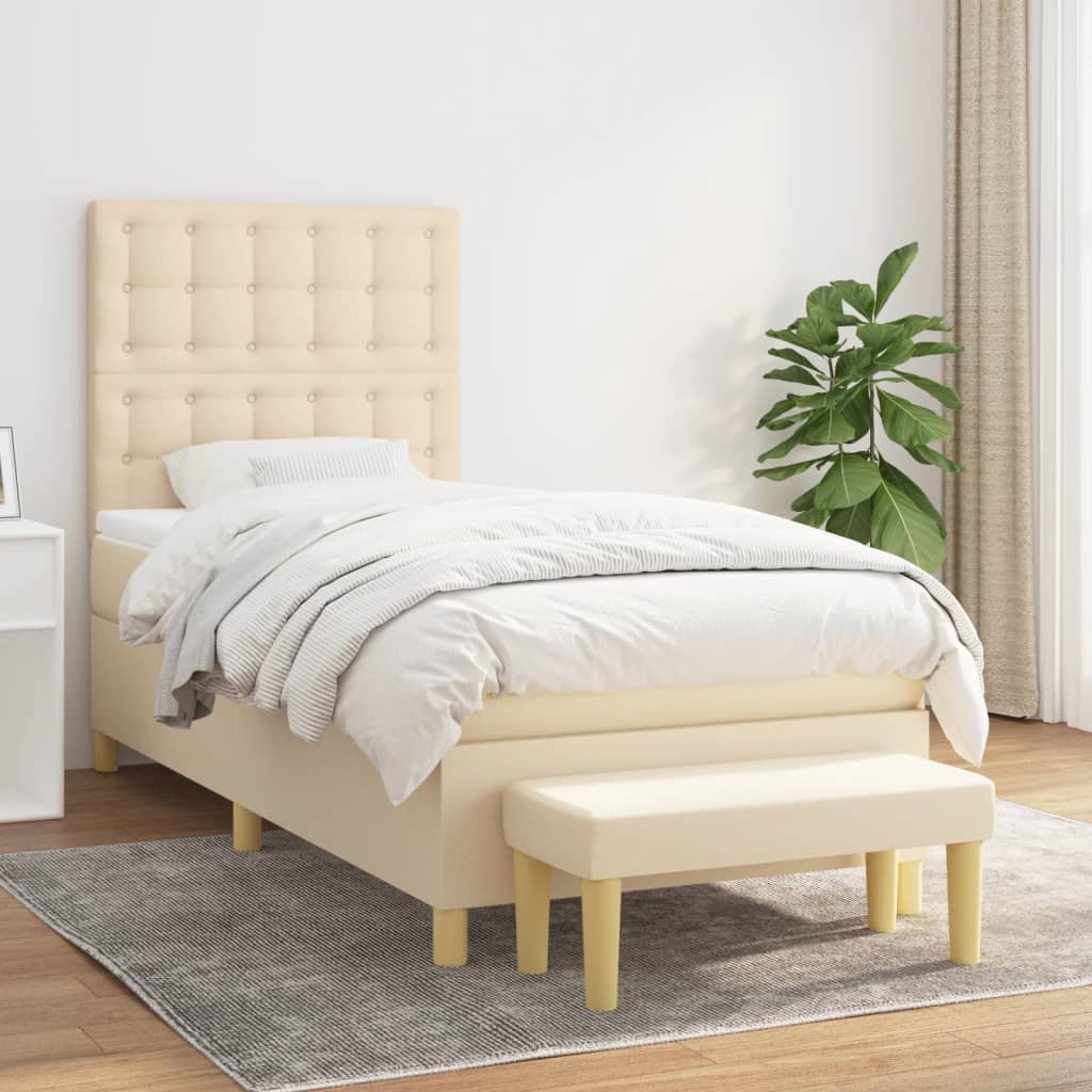 vidaXL Boxspring met matras stof donkerbruin 120x200 cm