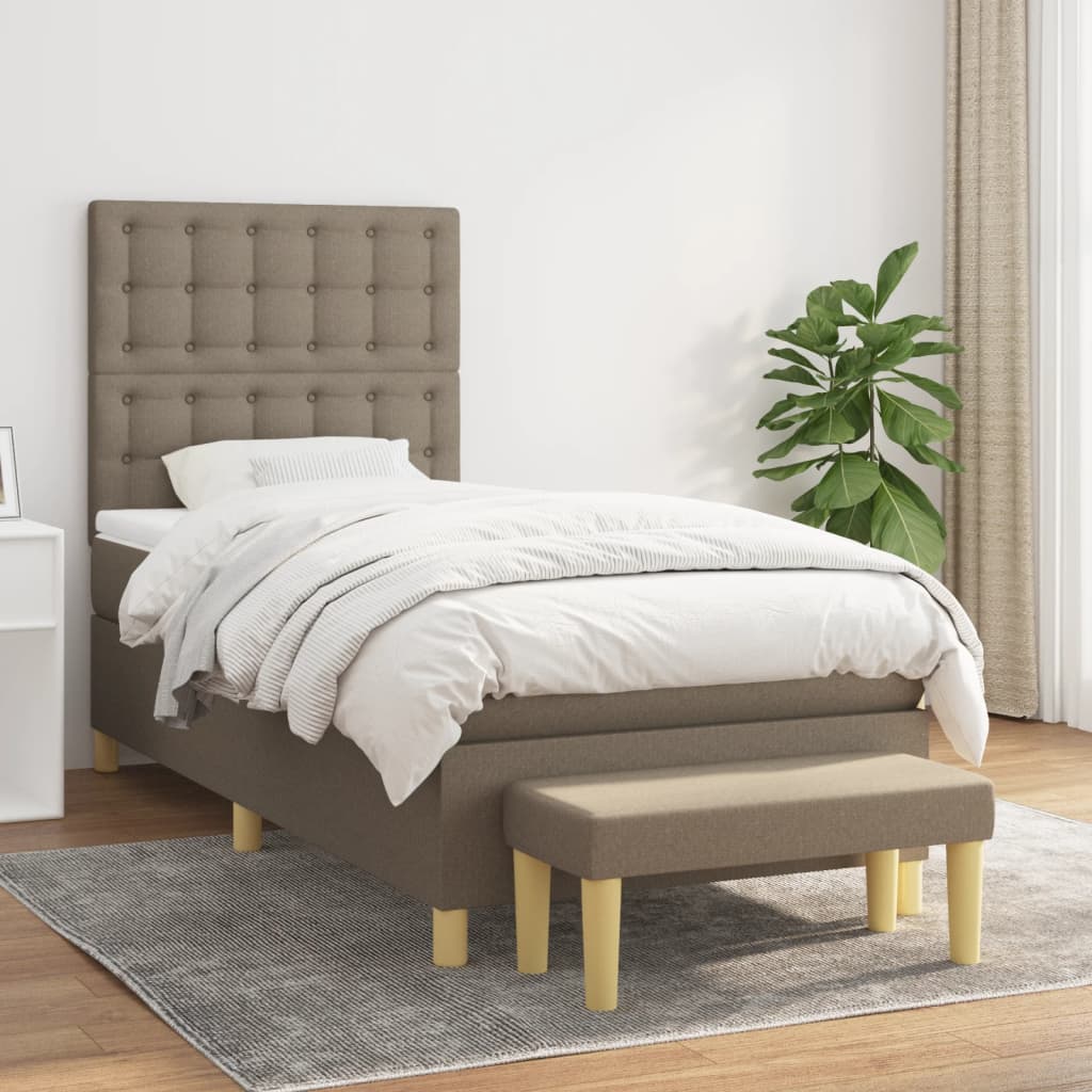 vidaXL Boxspring met matras stof donkerbruin 120x200 cm