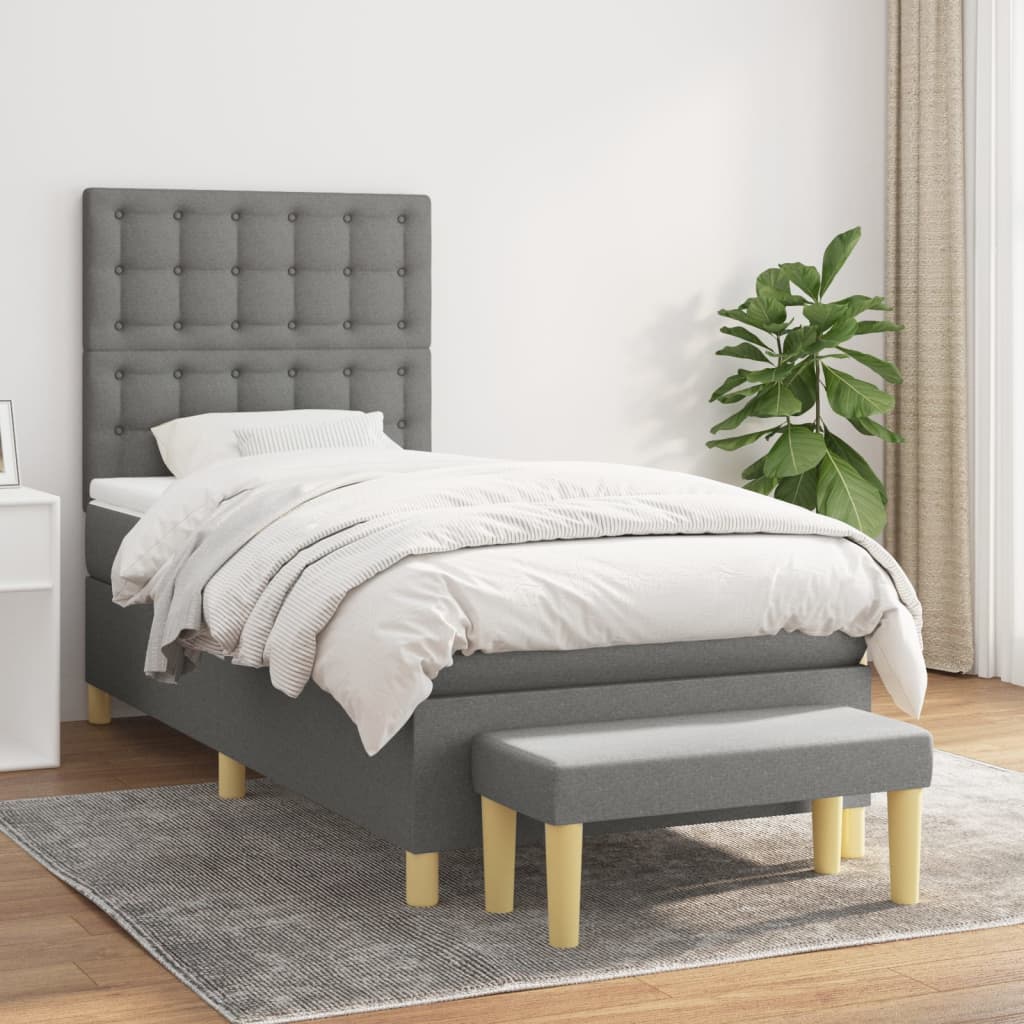 vidaXL Boxspring met matras stof donkerbruin 120x200 cm