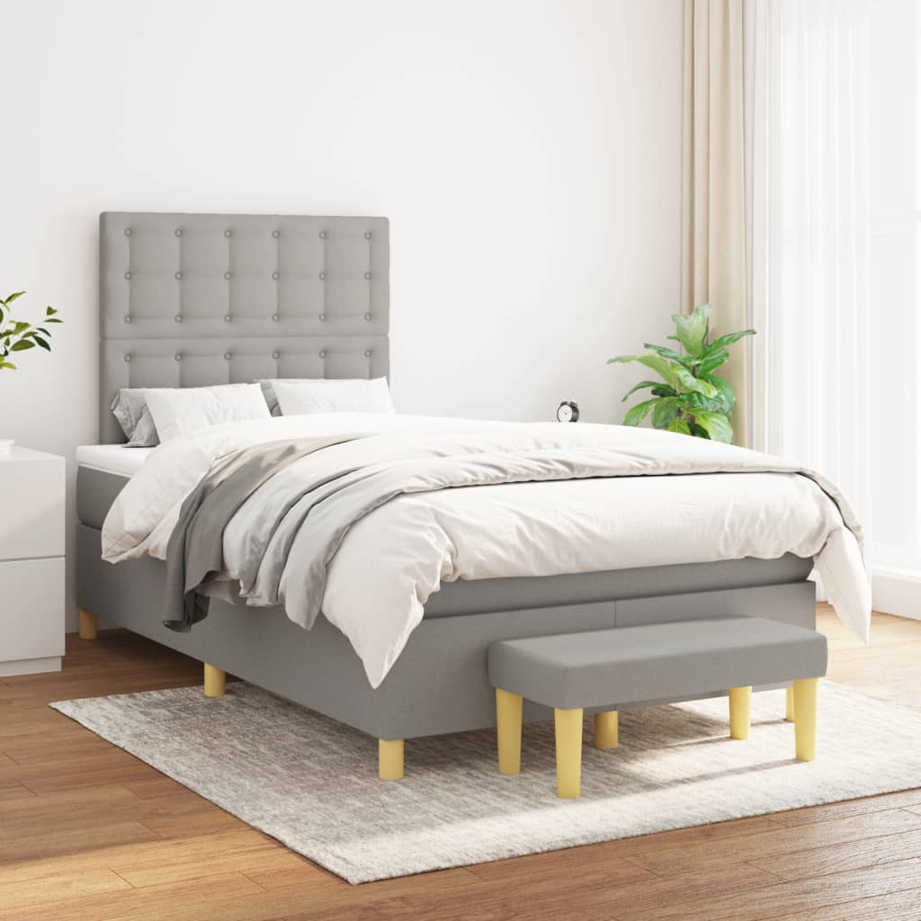 vidaXL Boxspring met matras stof donkerbruin 120x200 cm
