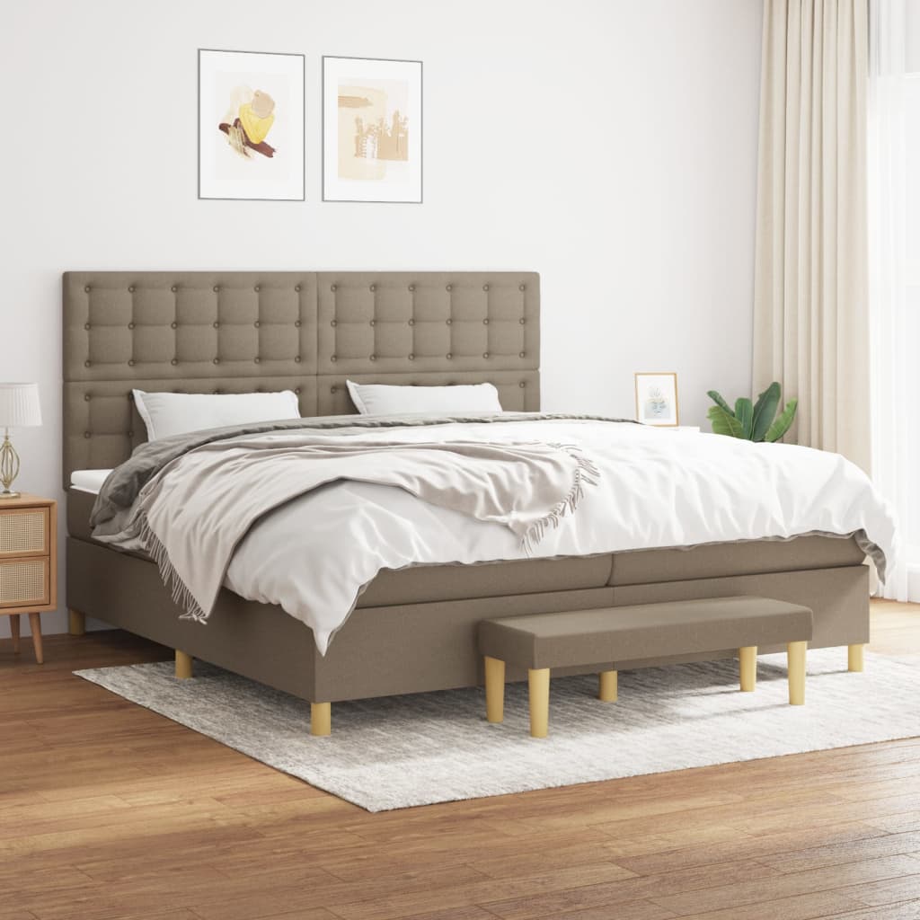 vidaXL Boxspring met matras stof donkerbruin 120x200 cm