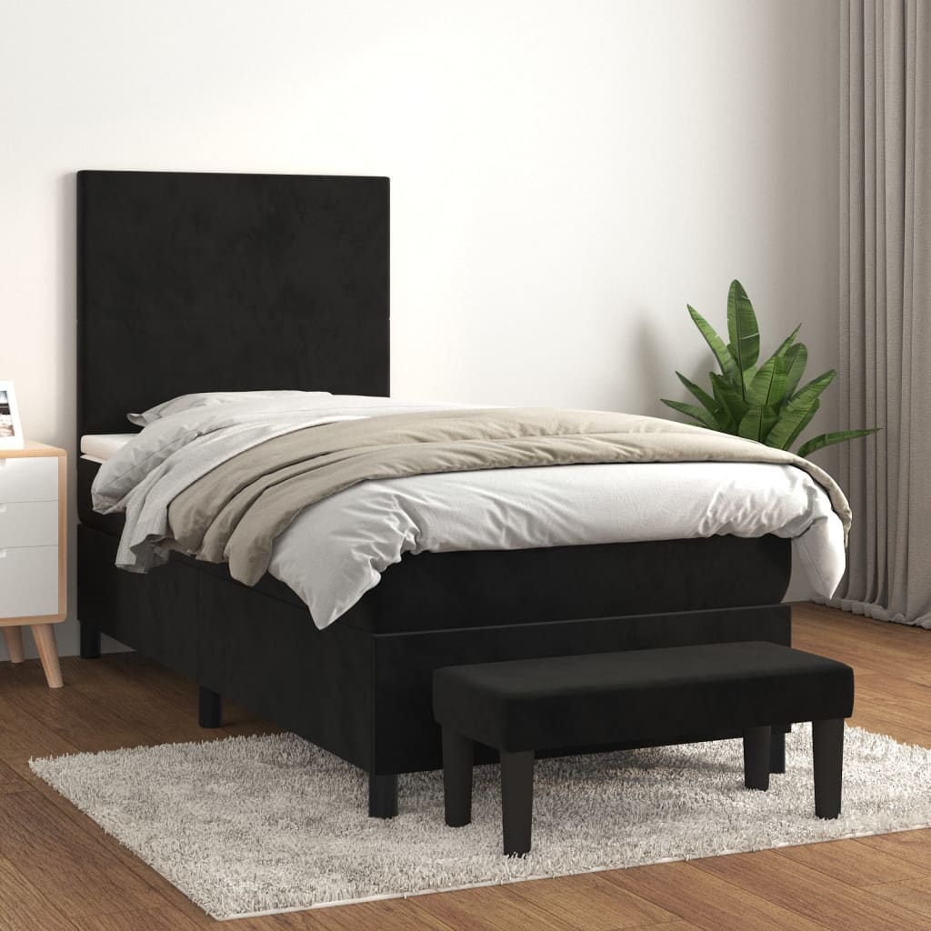 vidaXL Boxspring met matras fluweel lichtgrijs 140x200 cm