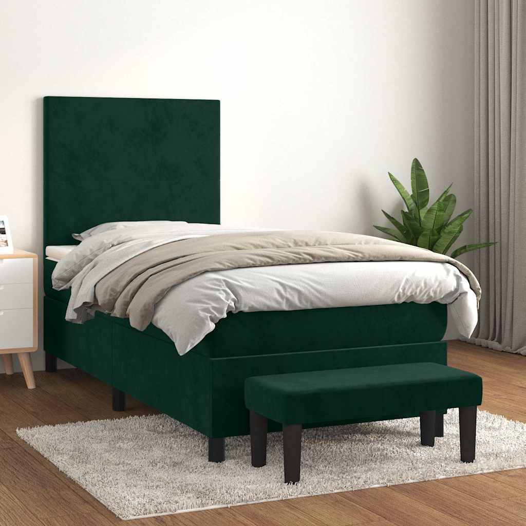 vidaXL Boxspring met matras fluweel lichtgrijs 140x200 cm