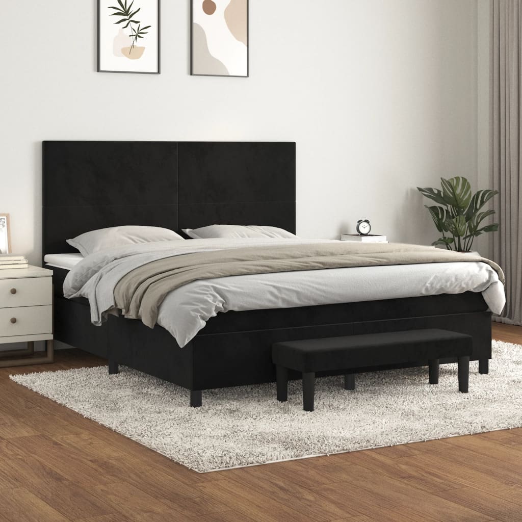 vidaXL Boxspring met matras fluweel lichtgrijs 140x200 cm