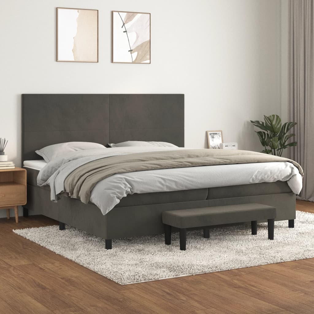 vidaXL Boxspring met matras fluweel lichtgrijs 140x200 cm