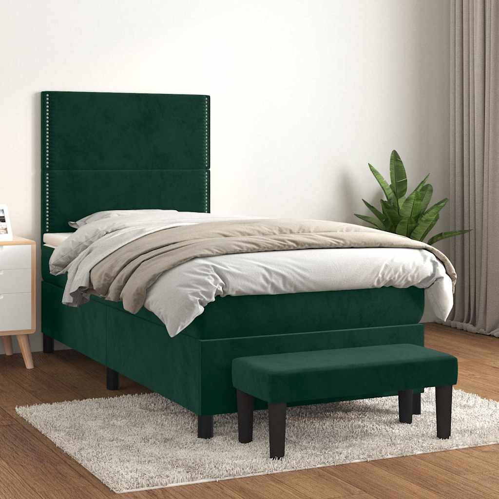 vidaXL Boxspring met matras fluweel lichtgrijs 140x200 cm