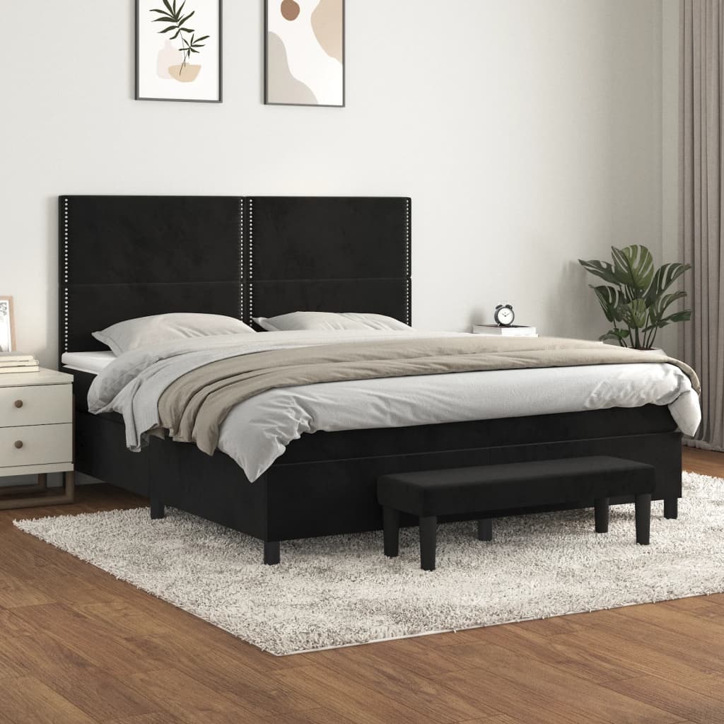 vidaXL Boxspring met matras fluweel lichtgrijs 140x200 cm