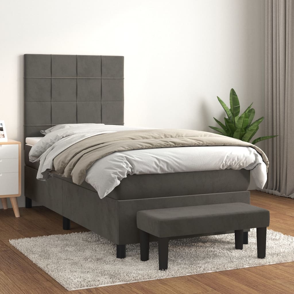 vidaXL Boxspring met matras fluweel lichtgrijs 140x200 cm