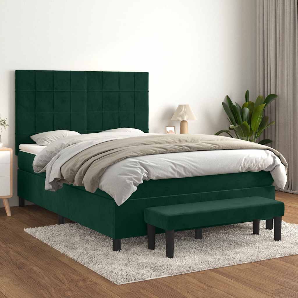 vidaXL Boxspring met matras fluweel lichtgrijs 140x200 cm