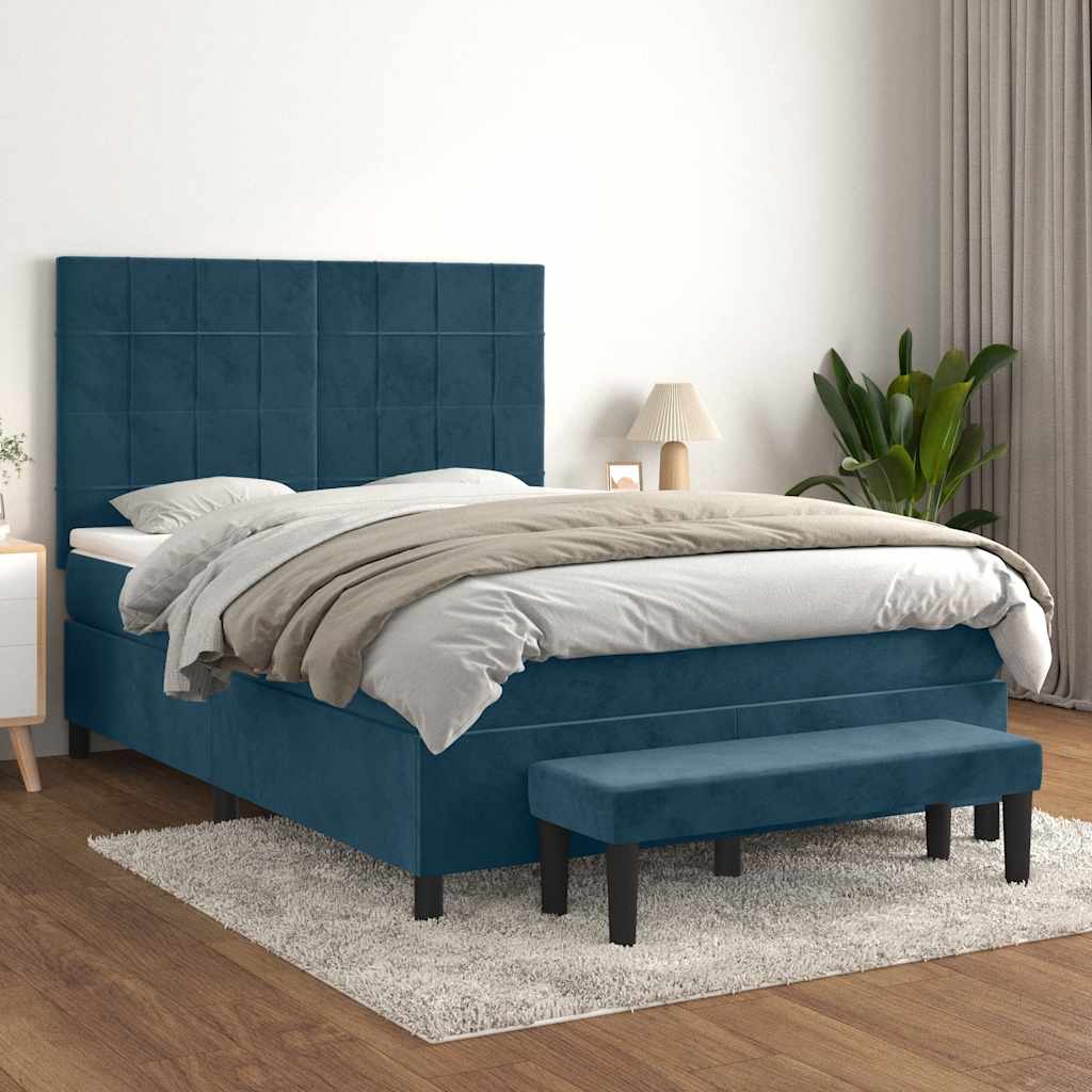 vidaXL Boxspring met matras fluweel lichtgrijs 140x200 cm