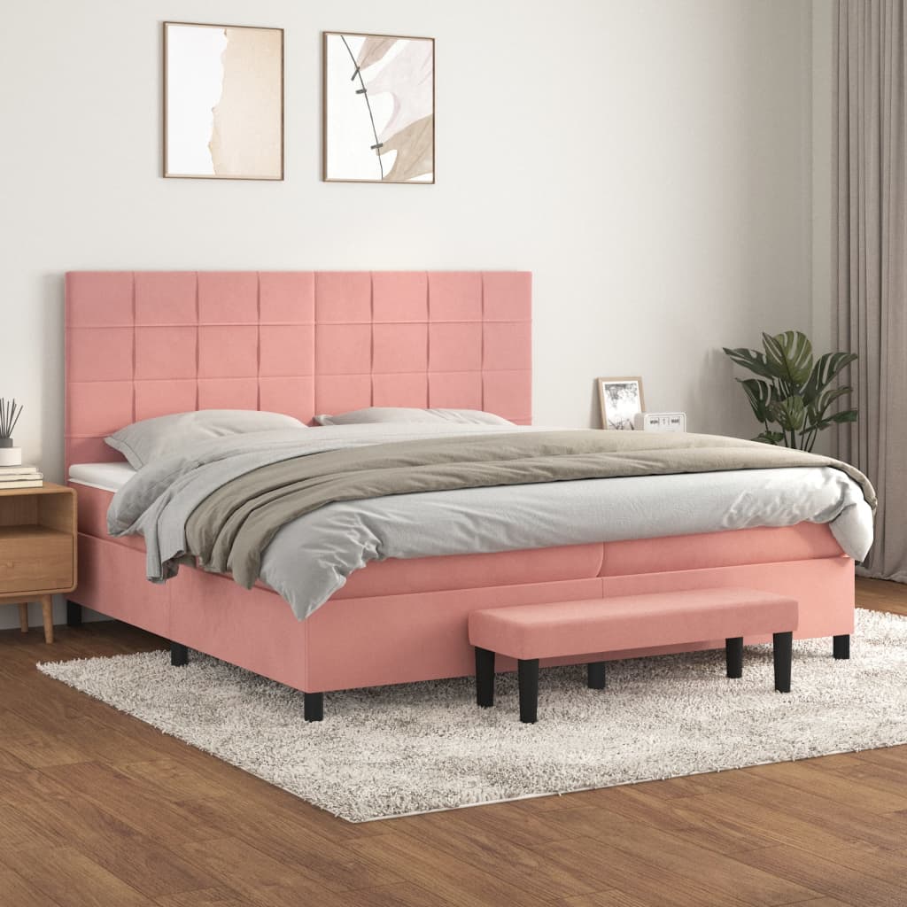 vidaXL Boxspring met matras fluweel lichtgrijs 140x200 cm
