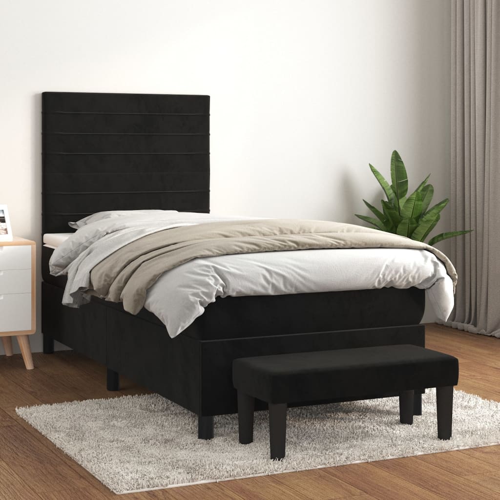 vidaXL Boxspring met matras fluweel lichtgrijs 140x200 cm