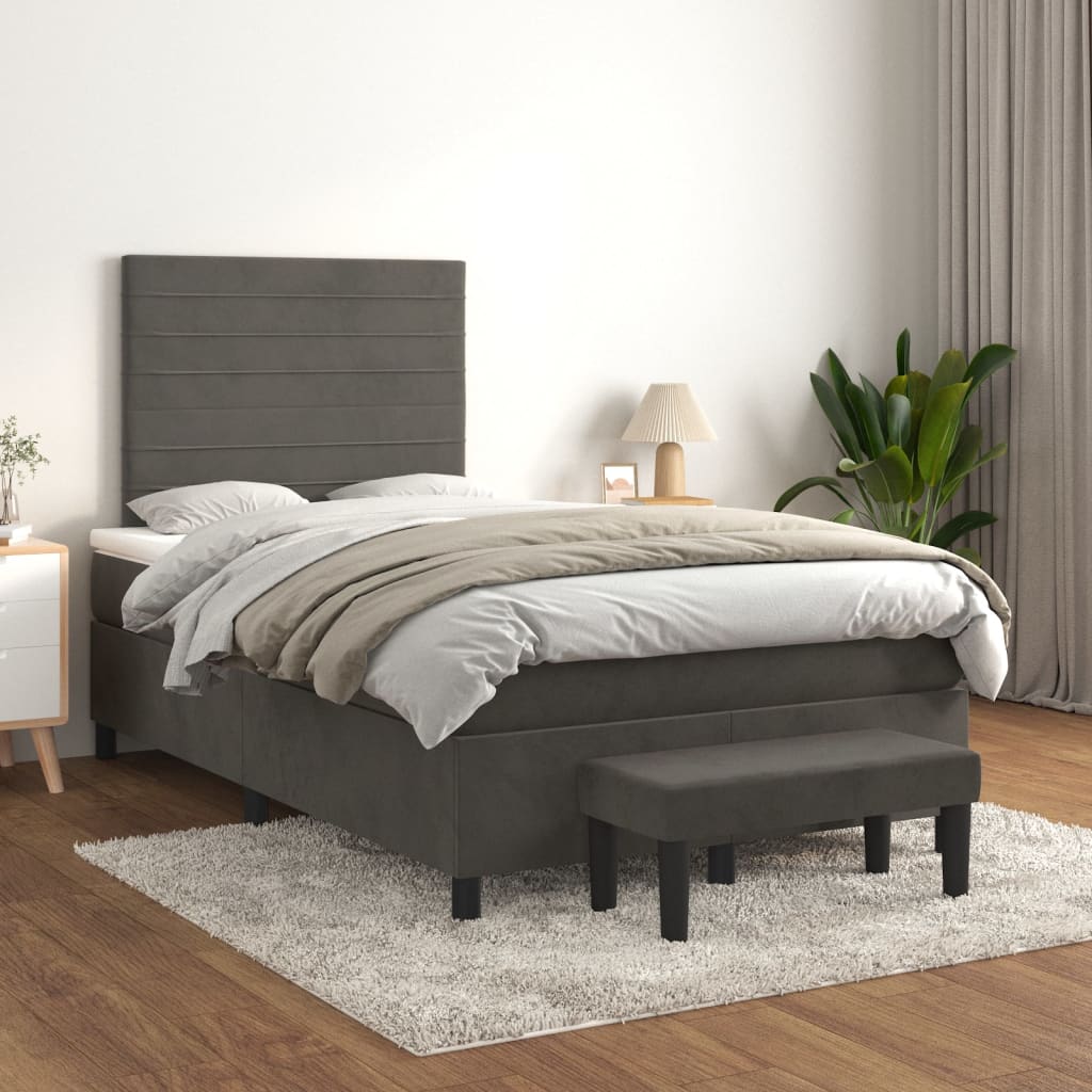 vidaXL Boxspring met matras fluweel lichtgrijs 140x200 cm
