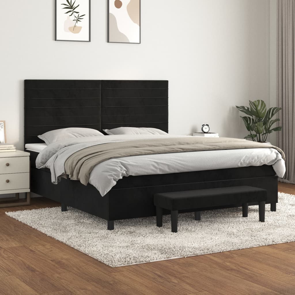 vidaXL Boxspring met matras fluweel lichtgrijs 140x200 cm