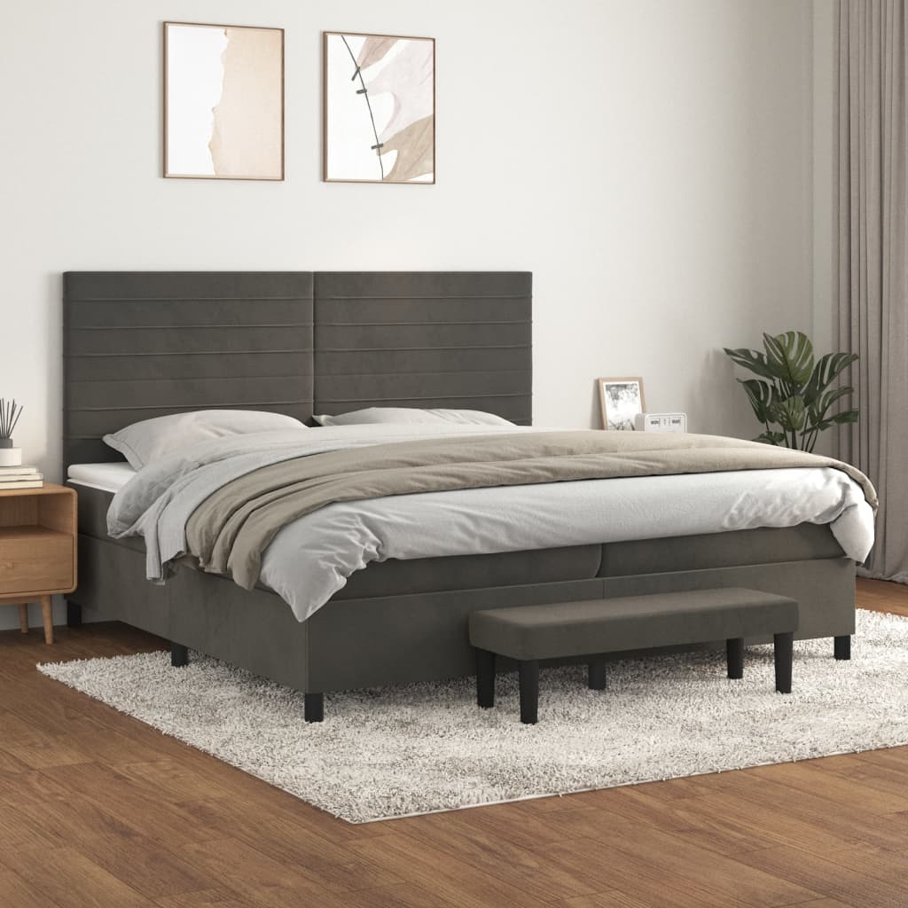 vidaXL Boxspring met matras fluweel lichtgrijs 140x200 cm