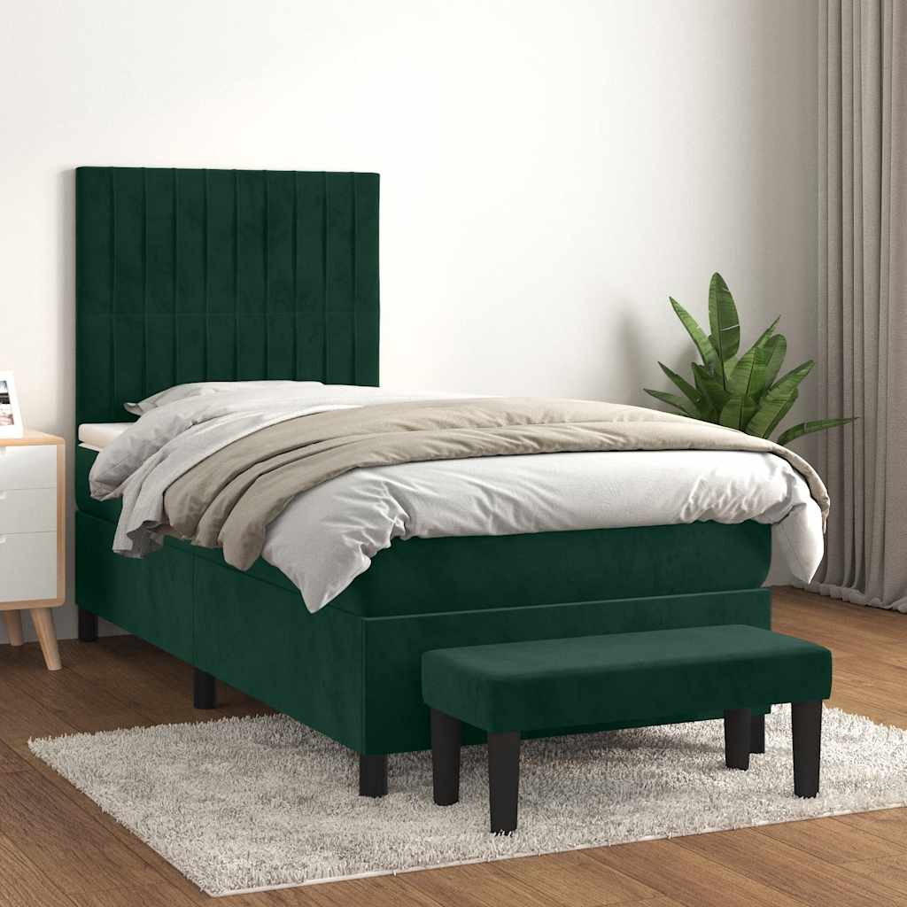 vidaXL Boxspring met matras fluweel lichtgrijs 140x200 cm
