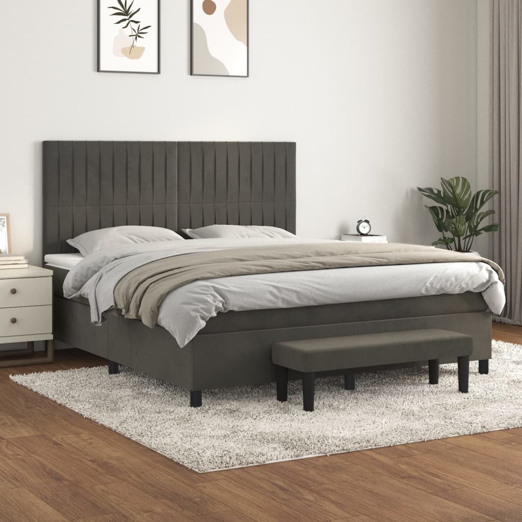 vidaXL Boxspring met matras fluweel lichtgrijs 140x200 cm