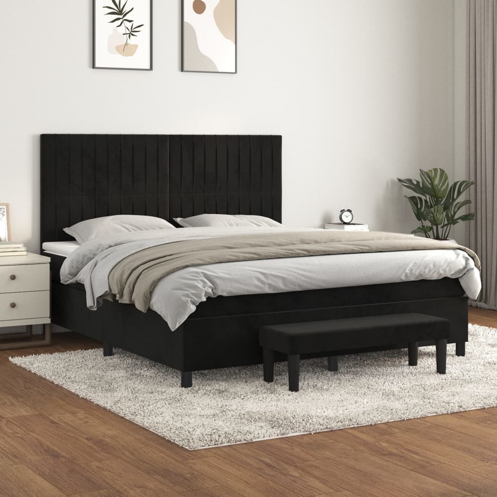 vidaXL Boxspring met matras fluweel lichtgrijs 140x200 cm