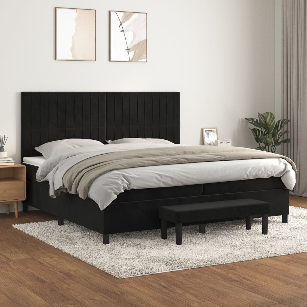 vidaXL Boxspring met matras fluweel lichtgrijs 140x200 cm