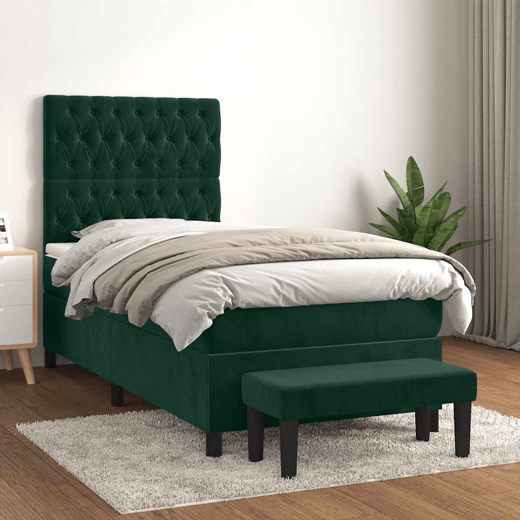 vidaXL Boxspring met matras fluweel lichtgrijs 140x200 cm