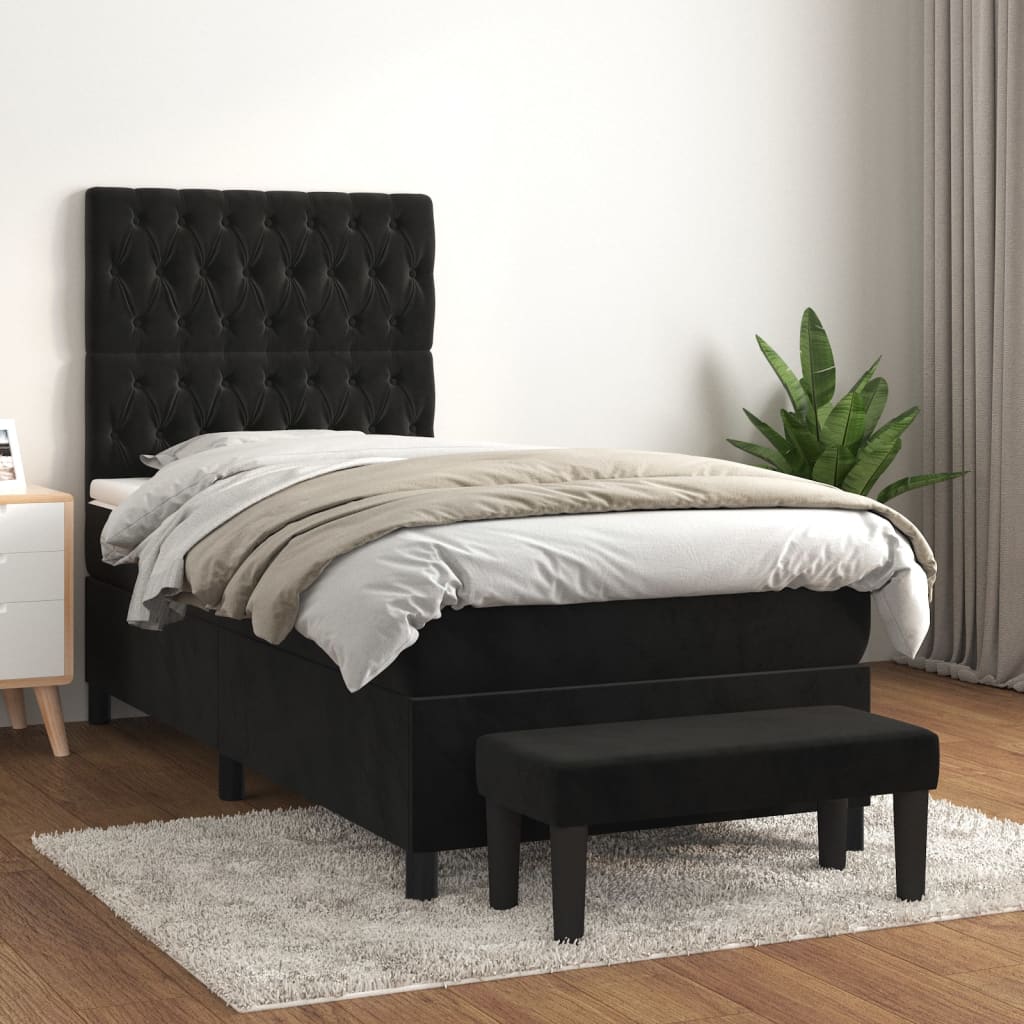 vidaXL Boxspring met matras fluweel lichtgrijs 140x200 cm