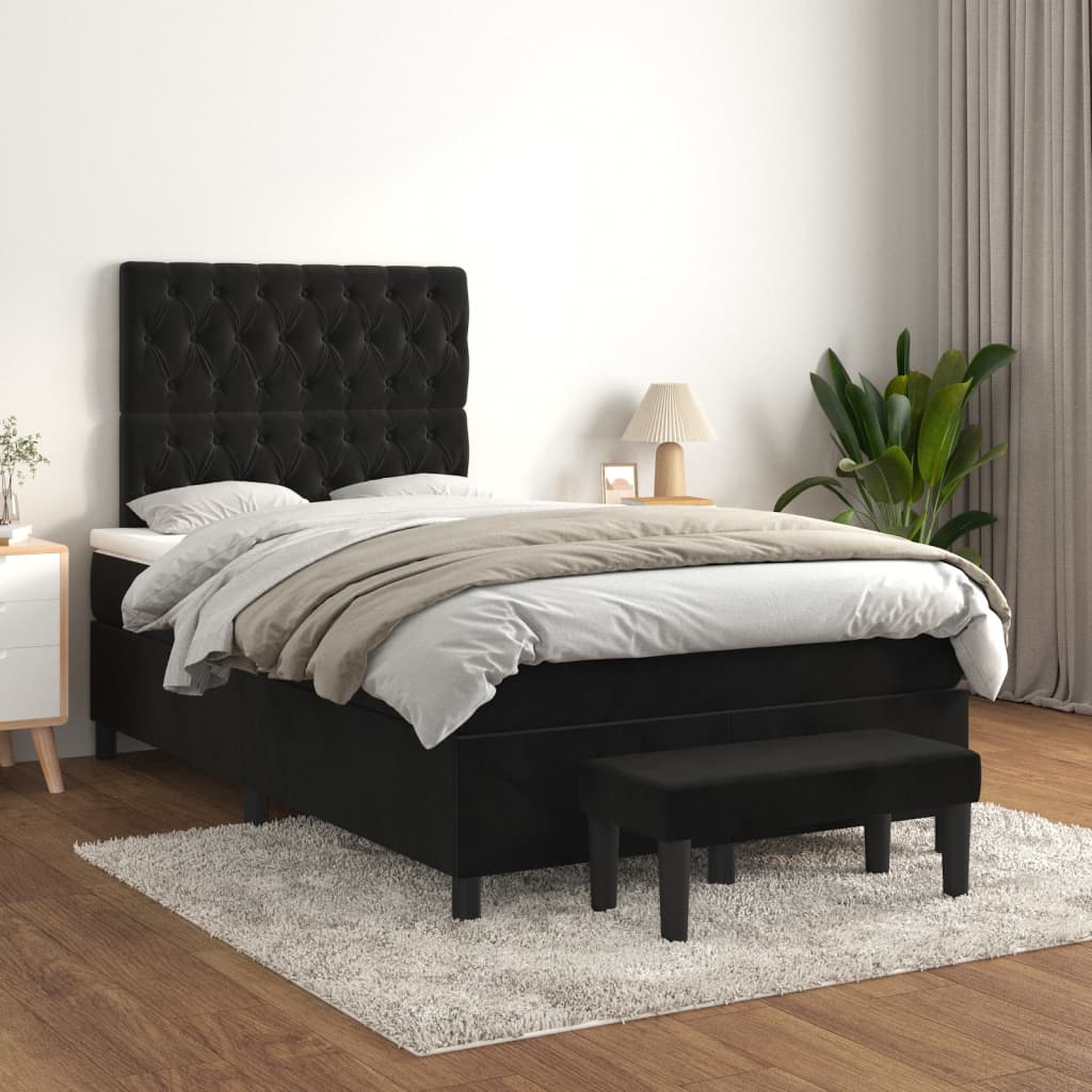vidaXL Boxspring met matras fluweel lichtgrijs 140x200 cm