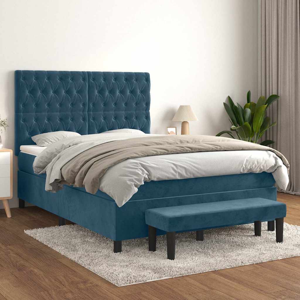 vidaXL Boxspring met matras fluweel lichtgrijs 140x200 cm