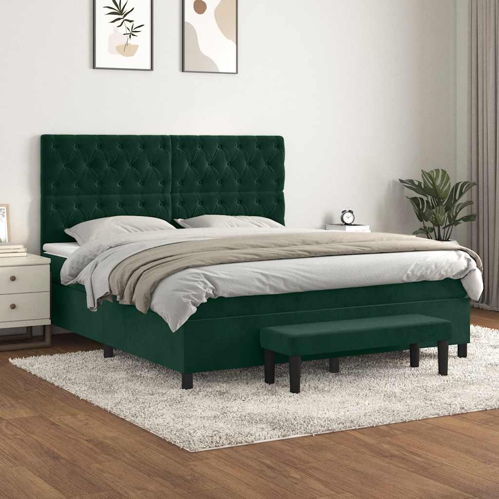 vidaXL Boxspring met matras fluweel lichtgrijs 140x200 cm