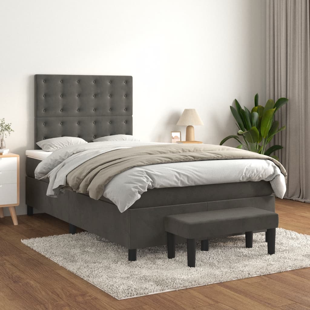 vidaXL Boxspring met matras fluweel lichtgrijs 140x200 cm